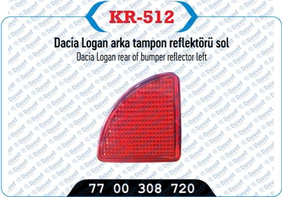 KAYA KR-512 Arka Tampon Reflektoru Sol Kangoo 02-08 - Logan Mcv